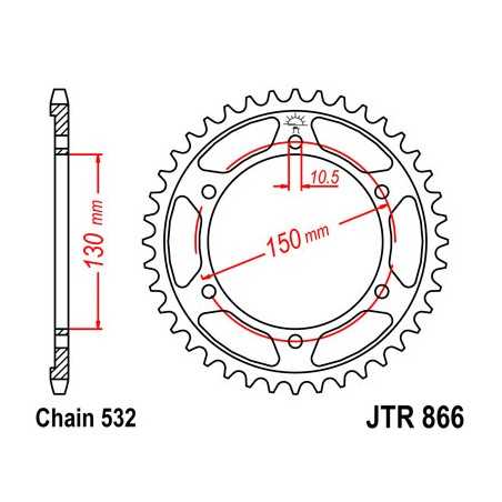 JT SPROCKETS Corona plato transmision trasero R866