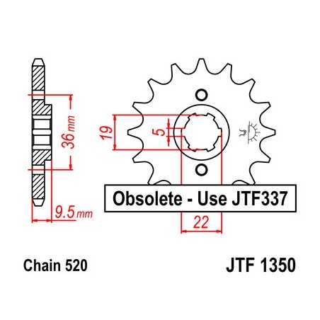 JT SPROCKETS Piñon ataque transmision delantero F1350