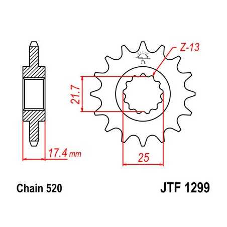 JT SPROCKETS Piñon ataque transmision delantero F1299