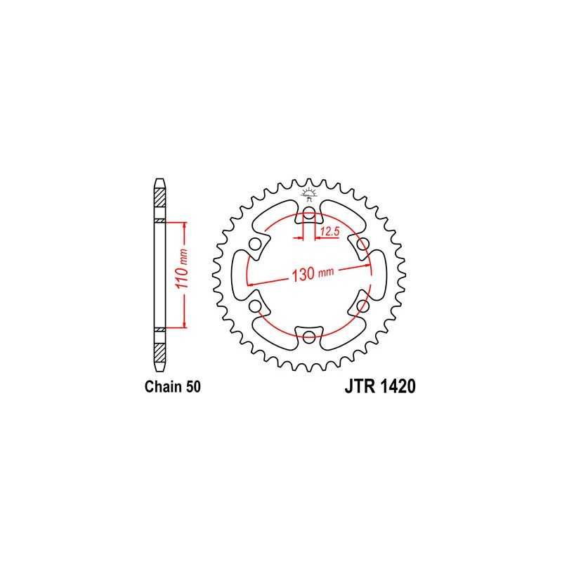 JT SPROCKETS Corona plato transmision trasero acero 1420 R1420