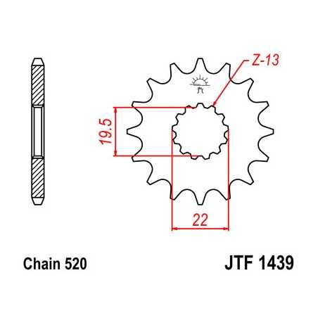 JT SPROCKETS Piñon ataque transmision delantero F1439