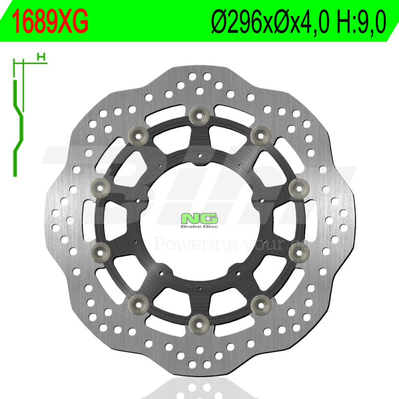 NGK Disco de freno delantero NG para Honda X-ADV - Flotante, corrugado, diámetro 296mm, 5 agujeros 9621689XG