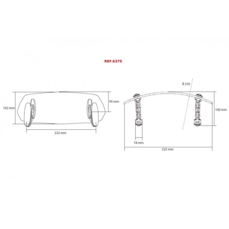 PUIG Multiregulable air deflector visor cupulas with clamp 315X100MM 6375