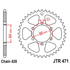 JT SPROCKETS Corona plato transmision trasero R471