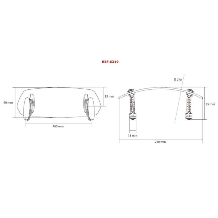 PUIG MULTI-ADJUSTABLE VISOR FOR TOURING DOME with clip 230X90MM 6319