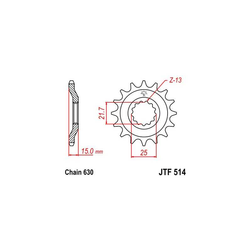 JT SPROCKETS Piñon ataque transmision delantero F514
