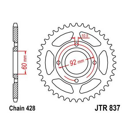 JT SPROCKETS Corona plato transmision trasero R837