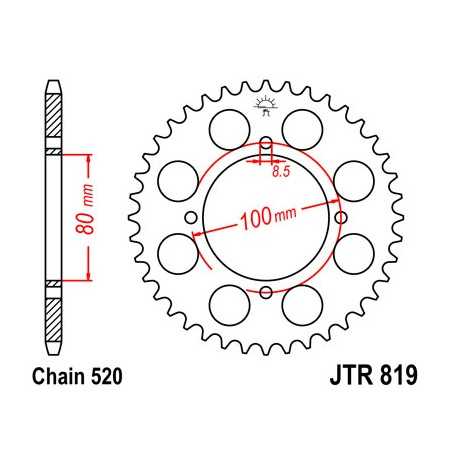 JT SPROCKETS Corona plato transmision trasero R819