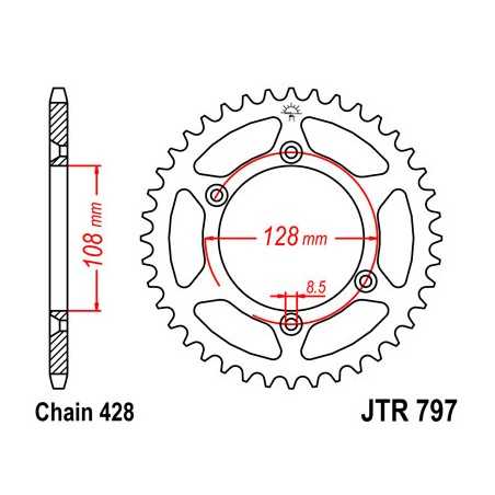 JT SPROCKETS Corona plato transmision trasero R797