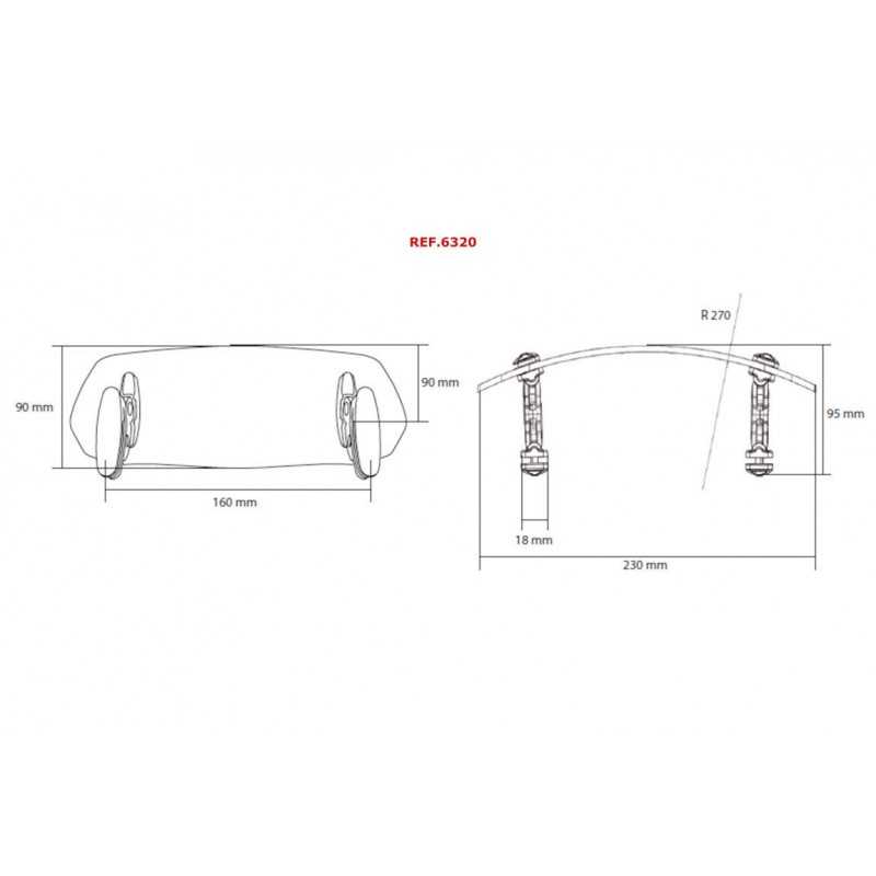 PUIG Multiregulable air deflector visor cupulas with clamp 250X100MM 6320