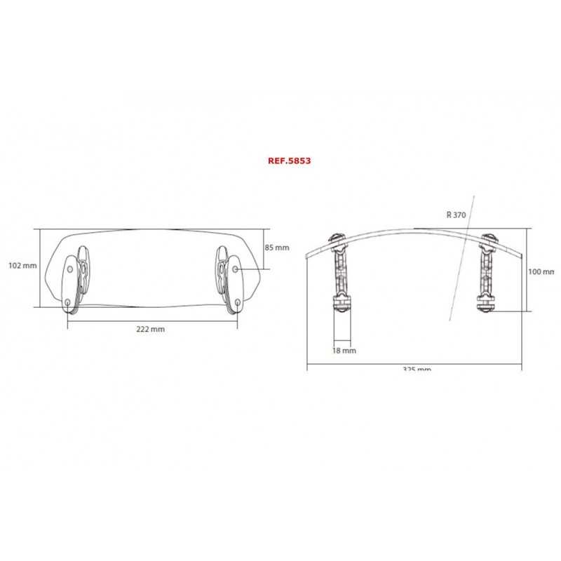PUIG Multiregulable air deflector visor cupulas fixed with screws 102X325MM 5853