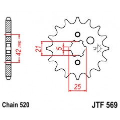 JT SPROCKETS Piñón de ataque delantero para motocicletas - Diseño ligero y resistente F569