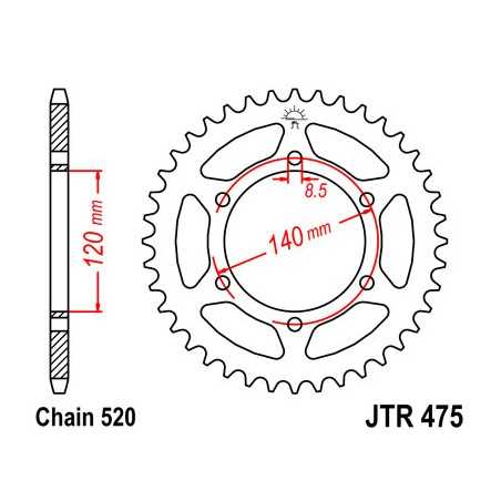 JT SPROCKETS Corona plato transmision trasero R475