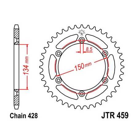 JT SPROCKETS Corona plato transmision trasero R459