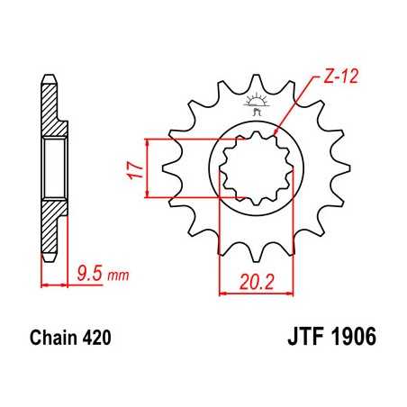 JT SPROCKETS Piñon ataque transmision delantero F1906