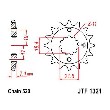 JT SPROCKETS Piñon ataque transmision delantero F1321