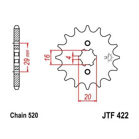 JT SPROCKETS Piñón de ataque delantero alta calidad F422