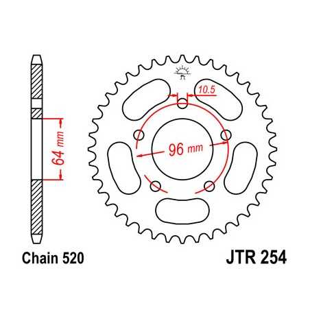JT SPROCKETS Corona plato transmision trasero R254