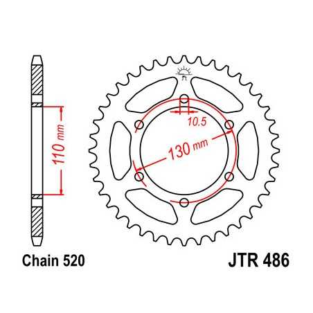 JT SPROCKETS Corona plato transmision trasero R486