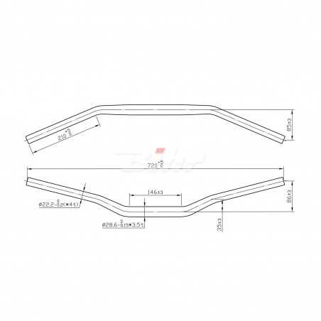 HANDLEBAR, CONICAL, Ø28 6-22MM, UNIVERSAL, MOTORCYCLE
