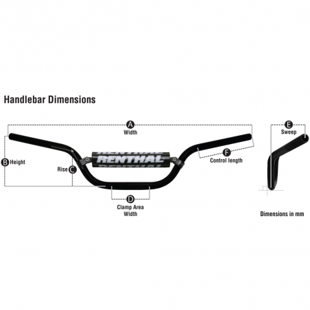 RENTHAL Manillar enduro black with pad 693-01-BK-01-185 8769301