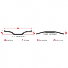 Aluminum handlebar with bar + blood sausage X² MCGRATH / SHORT 28.6 MM S9272BK