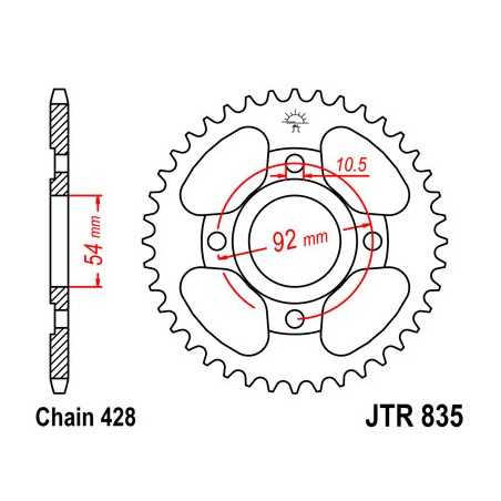 JT SPROCKETS Corona plato transmision trasero R835