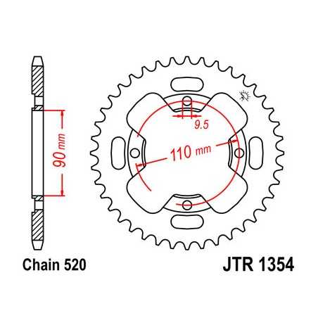 JT SPROCKETS Corona plato transmision trasero R1354