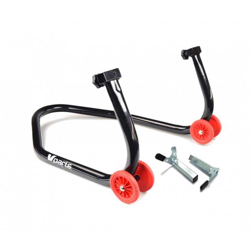Rear stand with brackets for swingarm spools