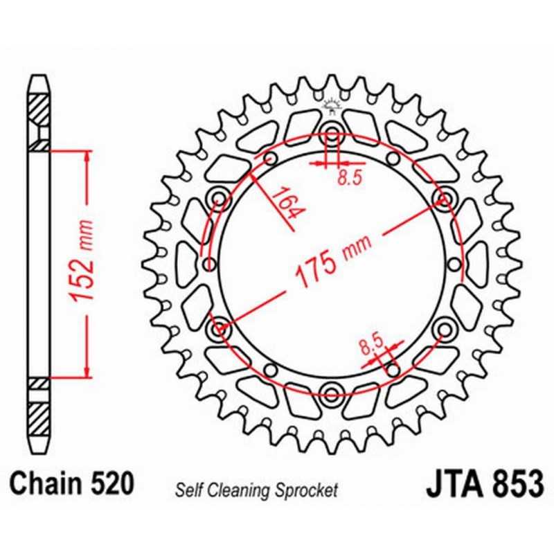 JT SPROCKETS Corona plato transmision trasero aluminio 853 A853