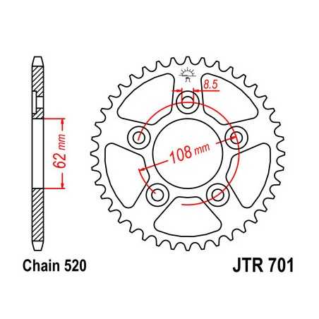 JT SPROCKETS Corona plato transmision trasero R701