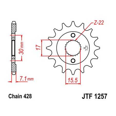 JT SPROCKETS Piñon ataque transmision delantero F1257