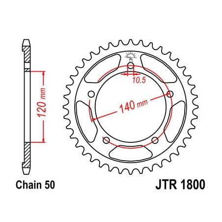 JT SPROCKETS Corona plato transmision trasero R1800