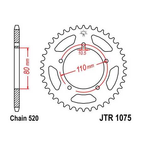 JT SPROCKETS Corona plato transmision trasero R1075