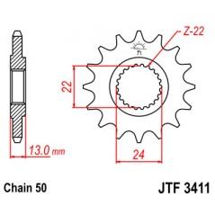 Pinion, attack, transmission front