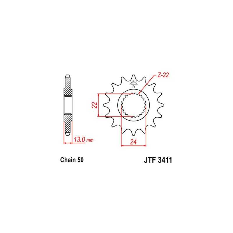 Pinion, attack, transmission front