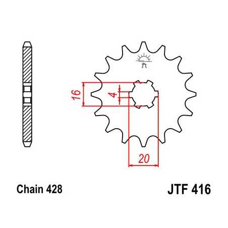 JT SPROCKETS Piñon ataque transmision delantero F416
