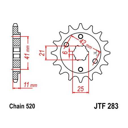 JT SPROCKETS Piñon ataque transmision delantero F283