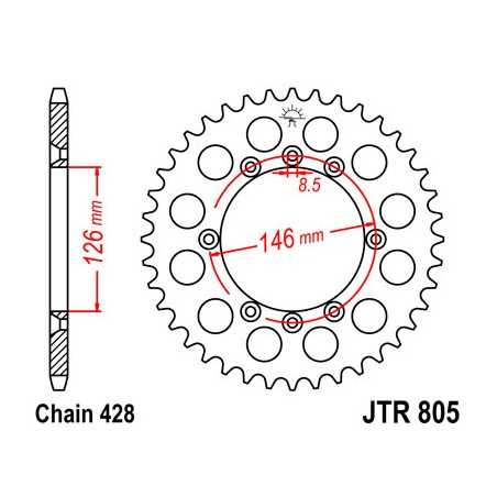 JT SPROCKETS Corona plato transmision trasero R805