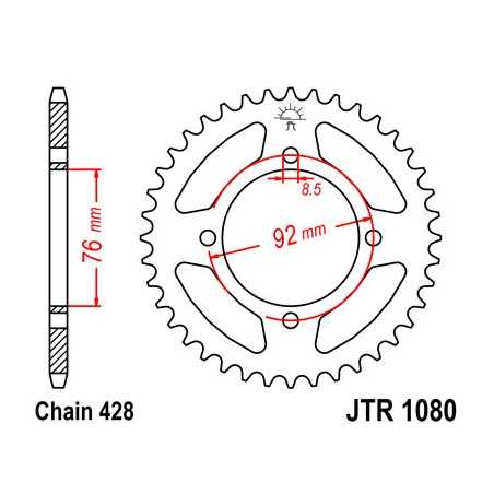 JT SPROCKETS Corona plato transmision trasero acero 1080 R1080