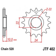 JT SPROCKETS Piñón ataque transmisión delantero - Diseño ligero y alta resistencia F402