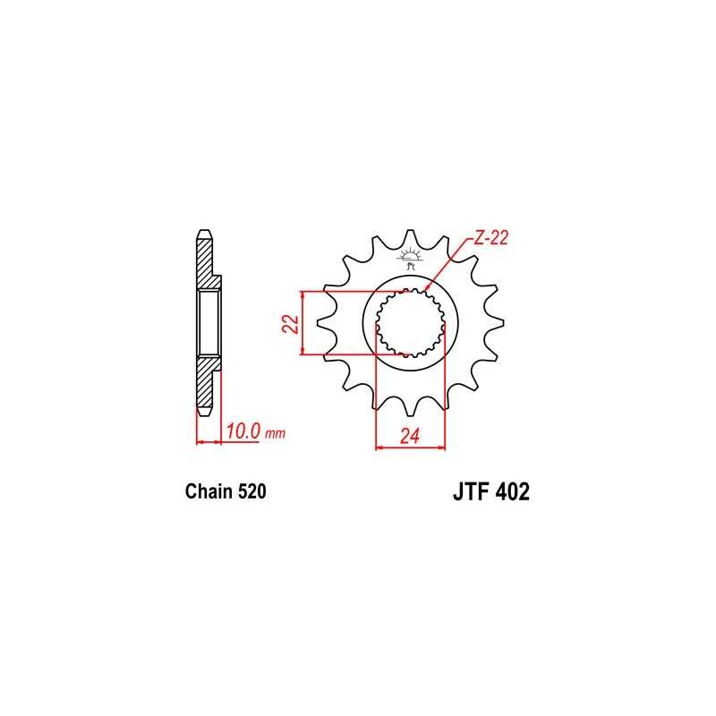 JT SPROCKETS Piñón ataque transmisión delantero - Diseño ligero y alta resistencia F402