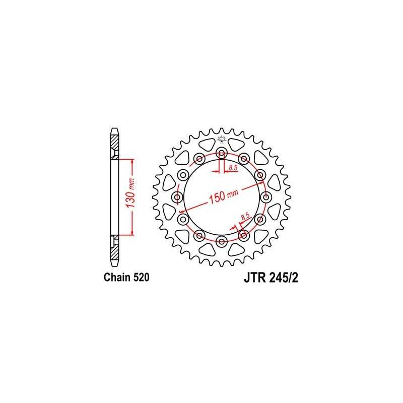 JT SPROCKETS Corona plato transmision trasero acero 245/2 R2452