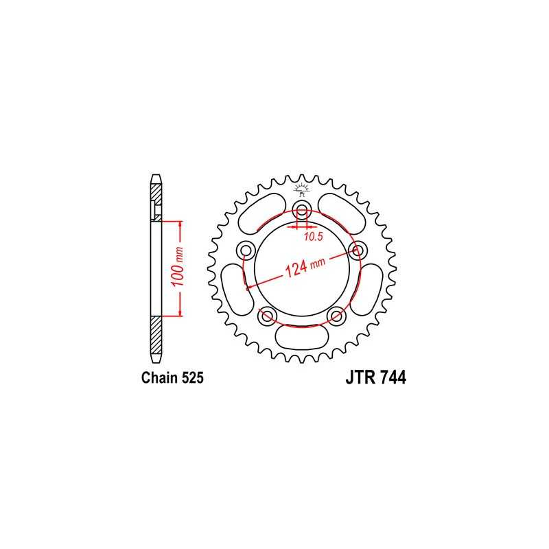 JT SPROCKETS Corona plato transmision trasero R744