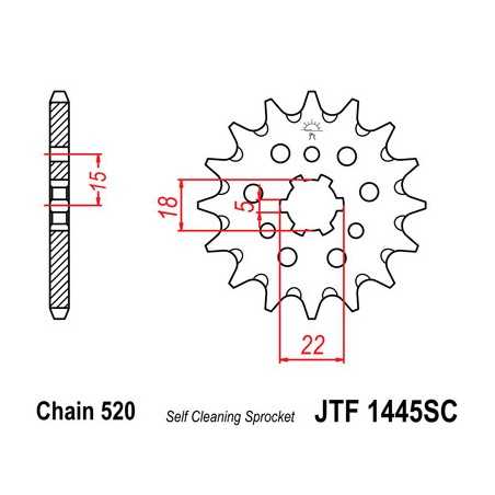 JT SPROCKETS Piñon ataque transmision delantero F1445SC