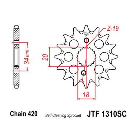 JT SPROCKETS Piñon ataque transmision delantero F1310SC