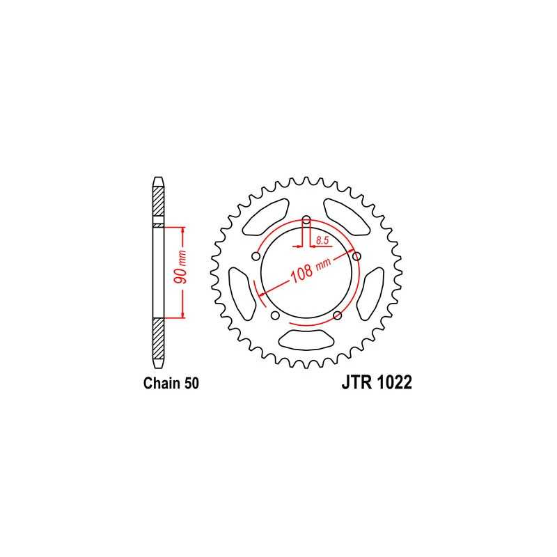 JT SPROCKETS Corona plato transmision trasero R1022