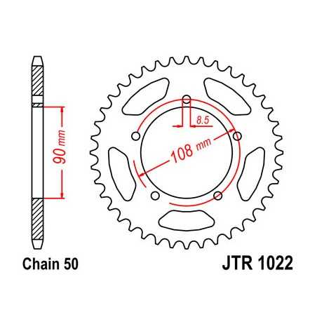 JT SPROCKETS Corona plato transmision trasero R1022