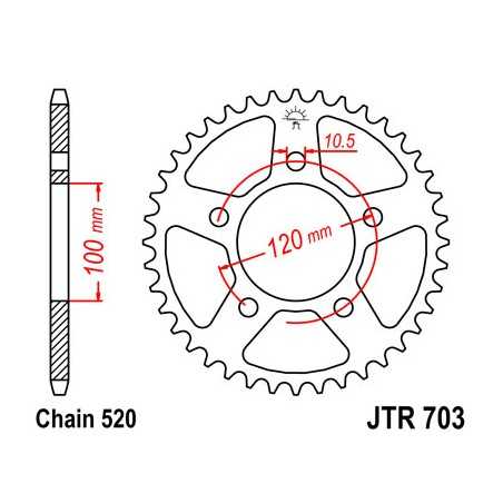 JT SPROCKETS Corona plato transmision trasero R703