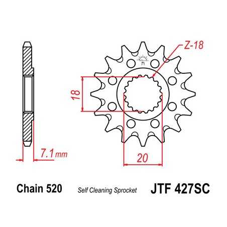 JT SPROCKETS Piñon ataque transmision delantero F427SC